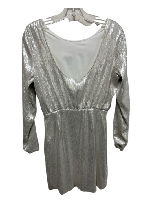 S'edge Size XS Silver Rayon Blend Long Sleeve All Over Sequins Scoop Back Dress Silver / XS