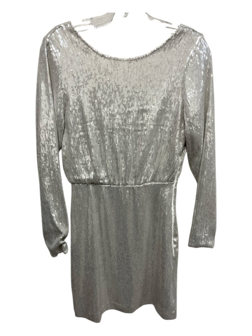 S'edge Size XS Silver Rayon Blend Long Sleeve All Over Sequins Scoop Back Dress Silver / XS