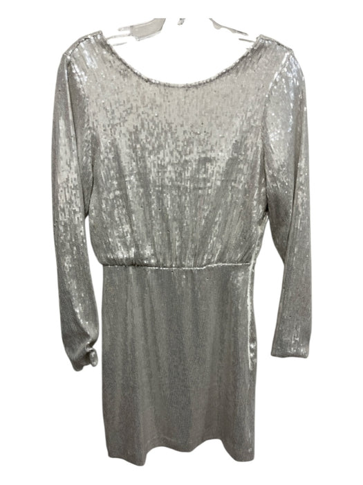 S'edge Size XS Silver Rayon Blend Long Sleeve All Over Sequins Scoop Back Dress Silver / XS
