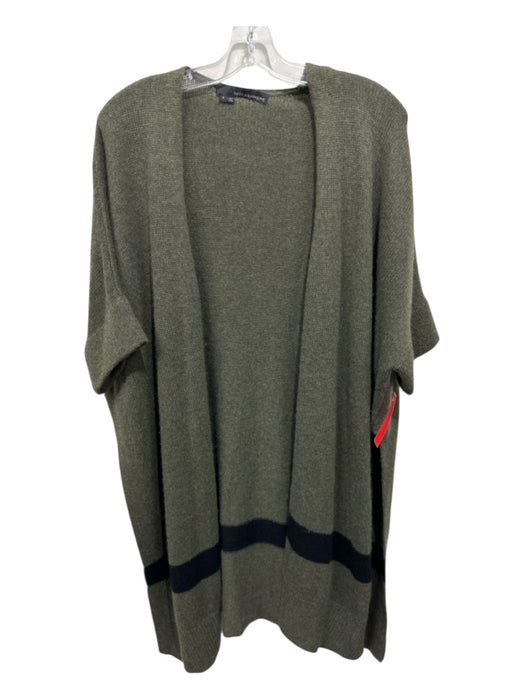 360 Cashmere Size S Olive & Black Cashmere Rib Knit Short Sleeve Long Cardigan Olive & Black / S