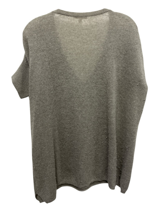 Minnie Rose Size M/L Taupe Cashmere Short Sleeve V Neck Boxy Side Slit Cardigan Taupe / M/L