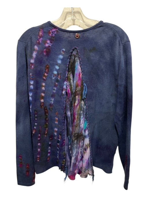 Galadriel Mattei Size S Navy, Purple & Multi Recycled Cashmere Rib Knit Sweater Navy, Purple & Multi / S