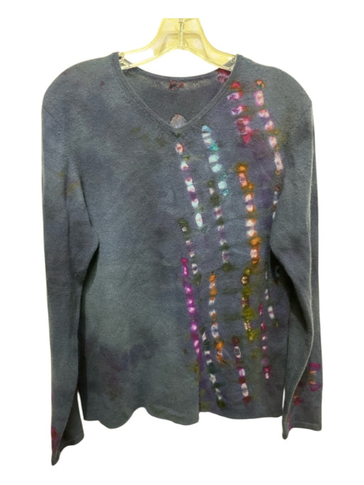 Galadriel Mattei Size S Navy, Purple & Multi Recycled Cashmere Rib Knit Sweater Navy, Purple & Multi / S