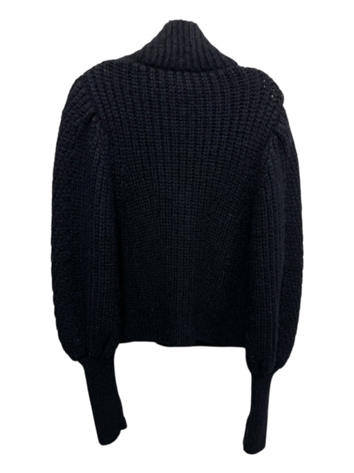 Ulla Johnson Size P Black Baby Alpaca Rib Knit Turtle Neck Buttons Sweater Black / P