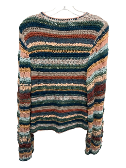 Ulla Johnson Size S Tan, Green & Multi Alpaca Blend Open Knit Crochet Sweater Tan, Green & Multi / S