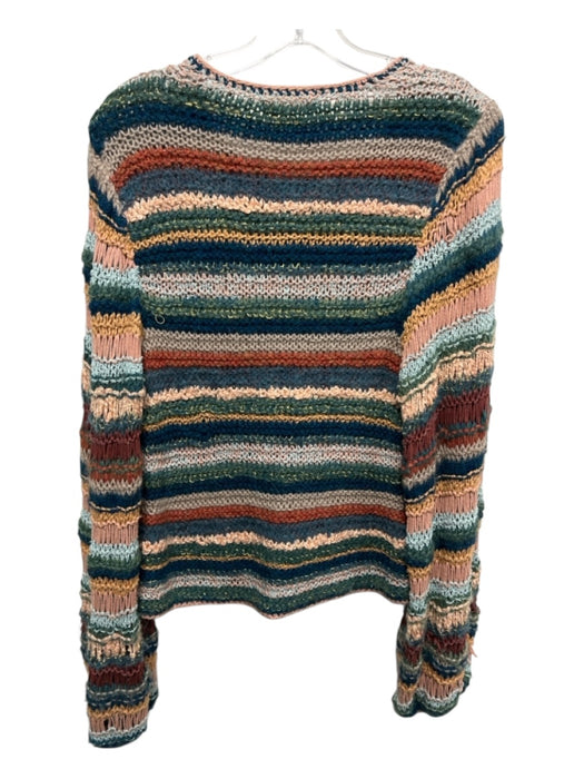 Ulla Johnson Size S Tan, Green & Multi Alpaca Blend Open Knit Crochet Sweater Tan, Green & Multi / S
