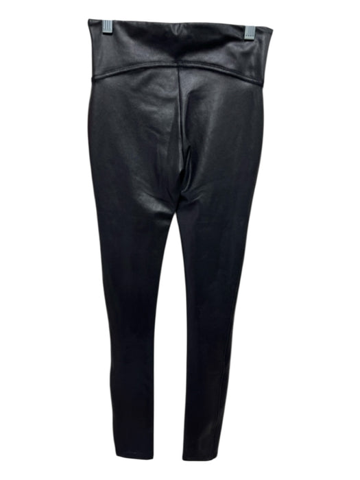 Spanx Size XS Black Nylon Blend Wide Waist Band Mid Rise Coated Leggings Black / XS