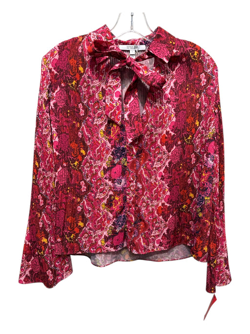 Derek Lam 10 Crosby Size 2 Pink, Orange & blue Polyester Long Sleeve Floral Top Pink, Orange & blue / 2