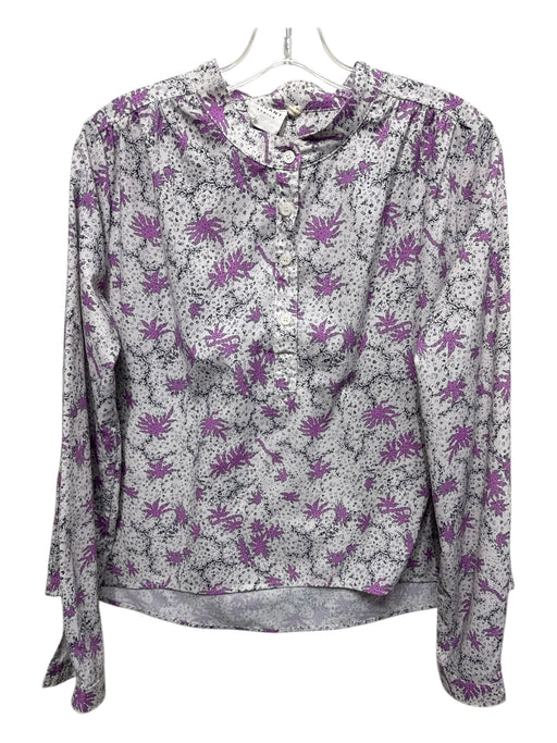 Marant Etoile Size M Purple, Gray & Black Cotton Long Sleeve Coral Print Top Purple, Gray & Black / M