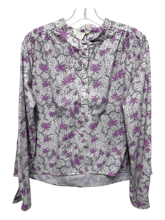 Marant Etoile Size M Purple, Gray & Black Cotton Long Sleeve Coral Print Top Purple, Gray & Black / M