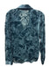 L'agence Size S/P Teal Blue Viscose Velvet Burnout Long Sleeve Top Teal Blue / S/P