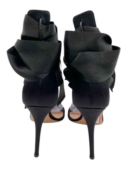 Gianvito Rossi Shoe Size 38 Black Satin round toe Ribbon Detail Stiletto Sandals Black / 38