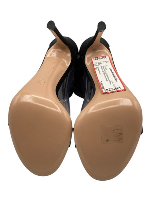 Gianvito Rossi Shoe Size 38 Black Satin round toe Ribbon Detail Stiletto Sandals Black / 38