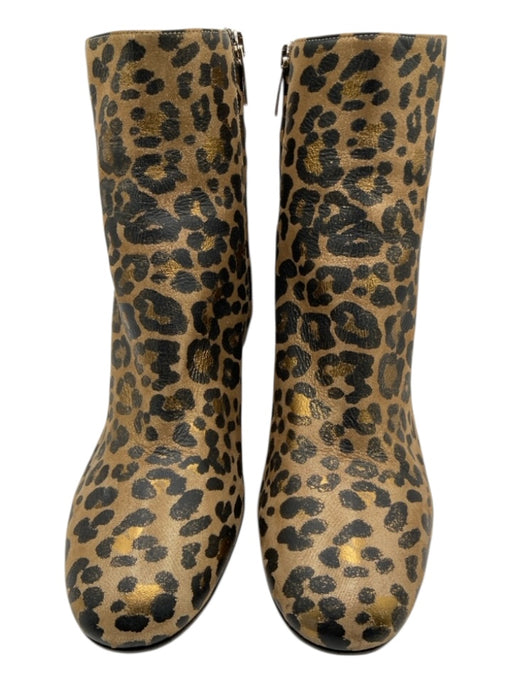 Gianvito Rossi Shoe Size 40 Gold & Black Leather round toe Leopard Booties Gold & Black / 40