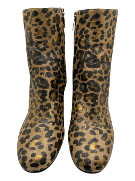 Gianvito Rossi Shoe Size 40 Gold & Black Leather round toe Leopard Booties Gold & Black / 40
