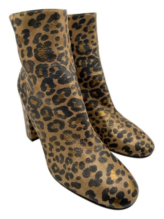 Gianvito Rossi Shoe Size 40 Gold & Black Leather round toe Leopard Booties Gold & Black / 40