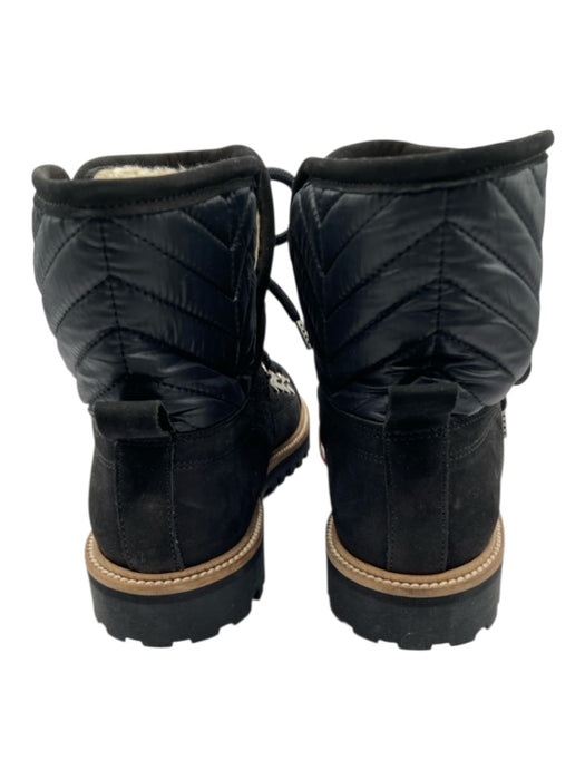 Ganni Shoe Size 38 Black Leather Nylon Quilted Lace Up Combat Booties Black / 38