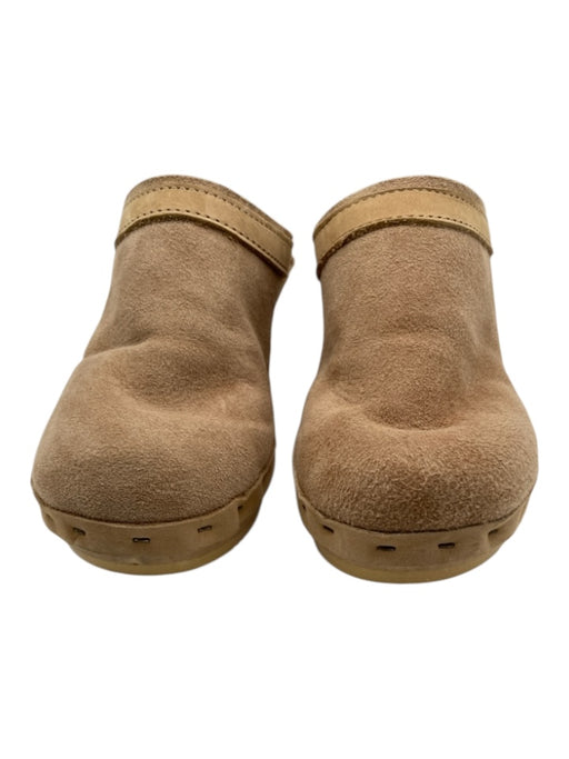 No. 6 Shoe Size 36 Beige Suede Shearling Round Toe Open Back Mule Clogs Beige / 36