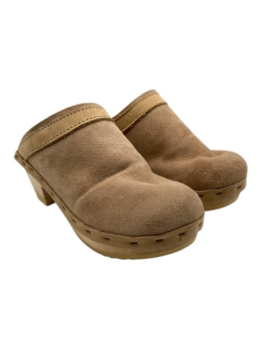 No. 6 Shoe Size 36 Beige Suede Shearling Round Toe Open Back Mule Clogs Beige / 36