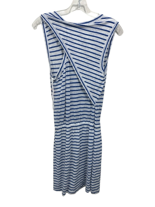 A.L.C. Size XS White & Blue Linen Cross Back Stripe Drawstring Waist Dress White & Blue / XS
