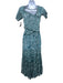 Poupette St. Barth Size XS Blue, Teal, Green Cotton Shirred Abstract Maxi Dress Blue, Teal, Green / XS