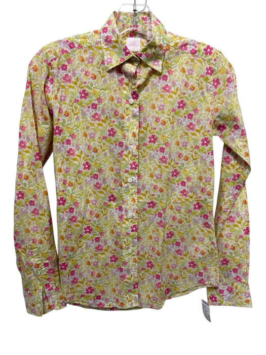 Ann Mashburn Size XS Yellow, Green, Pink Cotton Floral Long Sleeve Top Yellow, Green, Pink / XS
