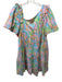 Alden Adair Size XS Pastel Multi Polyester Blend Ruffle Tie Neck Abstract Dress Pastel Multi / XS