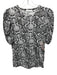 A.L.C. Size XS Brown & White Cotton Snake Short Sleeve Puff Shoulder Top Brown & White / XS