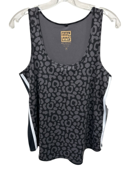 Emily McCarthy Size S Gray Polyester Blend Side Stripe Leopard Sleeveless Top Gray / S