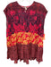 Free People Size XS Red, Orange, Yellow Cotton Semi Sheer Mixed Print Top Red, Orange, Yellow / XS