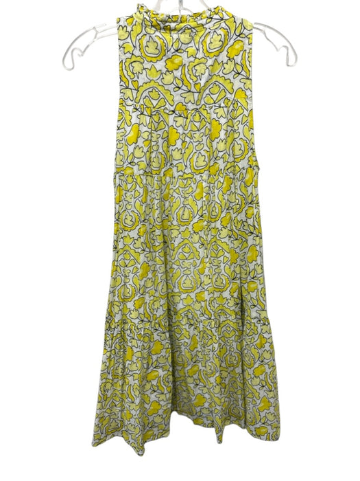 Olivia James the Label Size S Yellow, White, Black Cotton Tie Neck Floral Dress Yellow, White, Black / S
