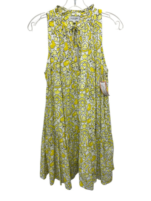 Olivia James the Label Size S Yellow, White, Black Cotton Tie Neck Floral Dress Yellow, White, Black / S