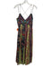 Anthropologie Size 4 Red, Green, Multi Viscose Embroidered Ikat Cross Back Dress Red, Green, Multi / 4