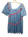 Alden Adair Size S blue, pink, multi Polyester Blend Ruffle Tie Neck Dress blue, pink, multi / S