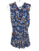 Misa Size L Blue, Orange, White Polyester Shirred Gathered Mini Dress Blue, Orange, White / L