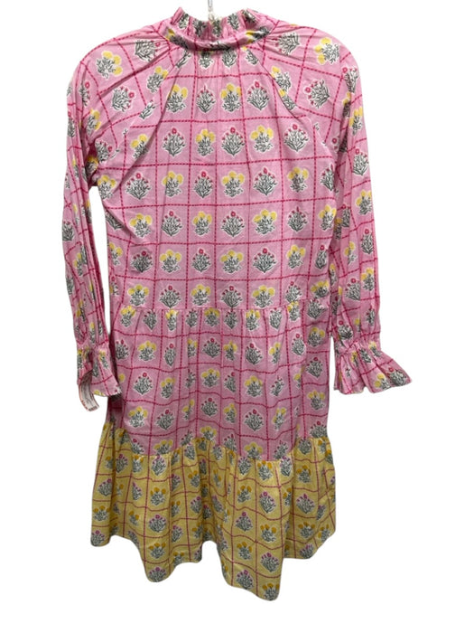 Beyond by Vera Size XS Pink, Yellow, Green Cotton Flowers V Neck Dress Pink, Yellow, Green / XS