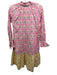 Beyond by Vera Size XS Pink, Yellow, Green Cotton Flowers V Neck Dress Pink, Yellow, Green / XS