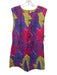 S/W/F Size L Purple, Green, Pink Linen Abstract Floral Asymmetric Hem Dress Purple, Green, Pink / L