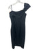 Eliza J Size 8 Black Polyester Blend One Shoulder Side Slit Below knee Dress Black / 8
