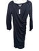 Velvet Size S Black Cotton Blend Side Ruching Long Sleeve Knee length Dress Black / S