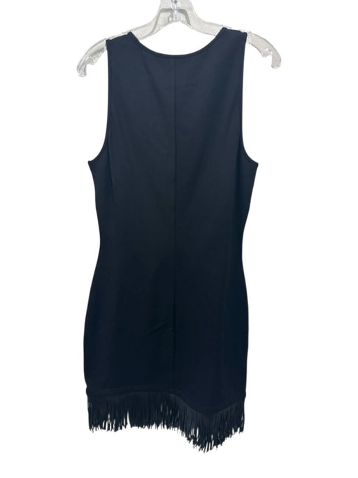Caballero Size M Black Rayon Blend Sleeveless Fringe Knee length Dress Black / M