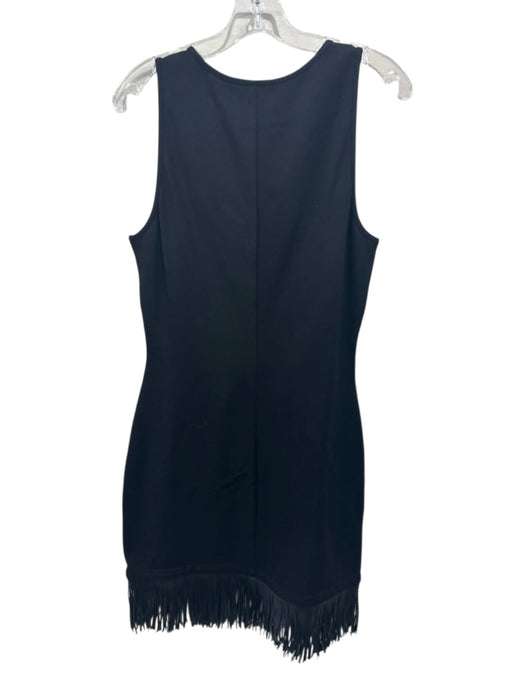 Caballero Size M Black Rayon Blend Sleeveless Fringe Knee length Dress Black / M