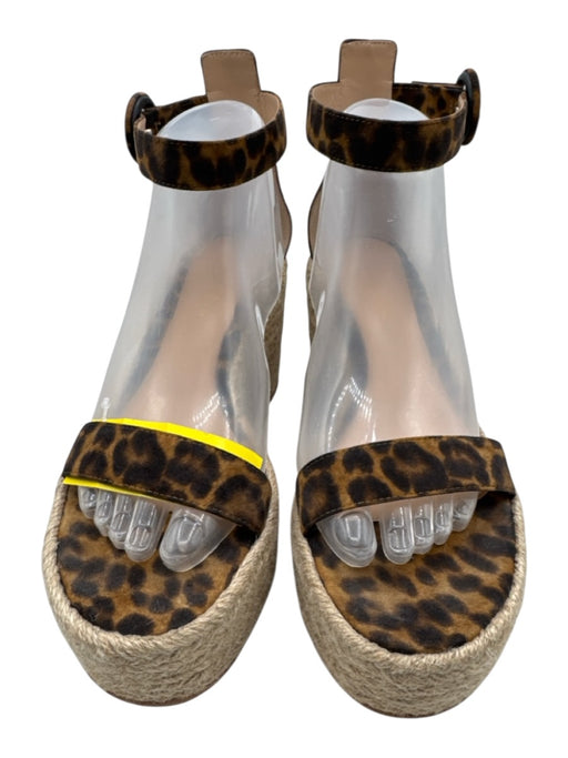 Gianvito Rossi Shoe Size 38 Brown, Black, Beige Nubuck Toe Strap Sandal Wedges Brown, Black, Beige / 38