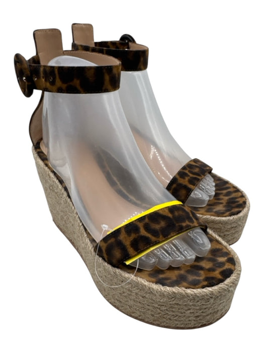 Gianvito Rossi Shoe Size 38 Brown, Black, Beige Nubuck Toe Strap Sandal Wedges Brown, Black, Beige / 38