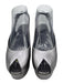 Clergerie Shoe Size 37 Gunmetal Silver Leather Peep Toe Ankle Buckle Wedges Gunmetal Silver / 37