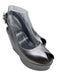 Clergerie Shoe Size 37 Gunmetal Silver Leather Peep Toe Ankle Buckle Wedges Gunmetal Silver / 37