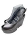 Clergerie Shoe Size 37 Gunmetal Silver Leather Peep Toe Ankle Buckle Wedges Gunmetal Silver / 37