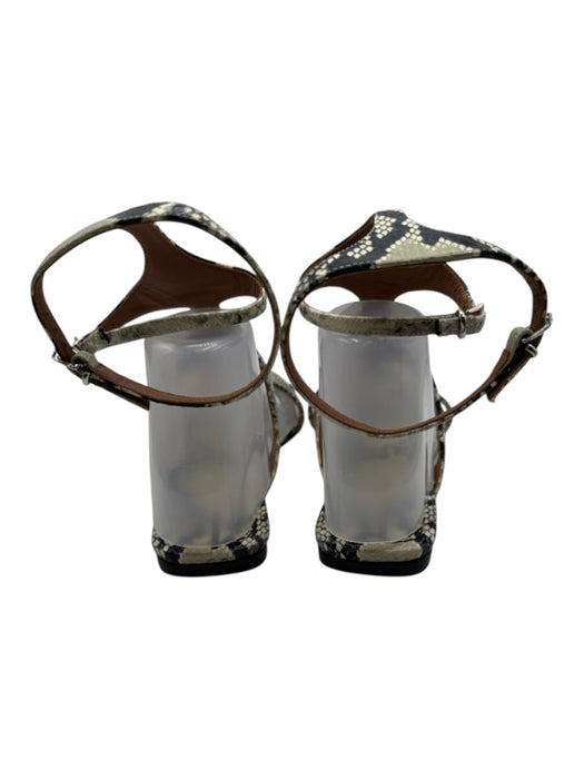 Paris Texas Shoe Size 37 Beige & Black Embossed Leather Ankle Buckle Sandals Beige & Black / 37