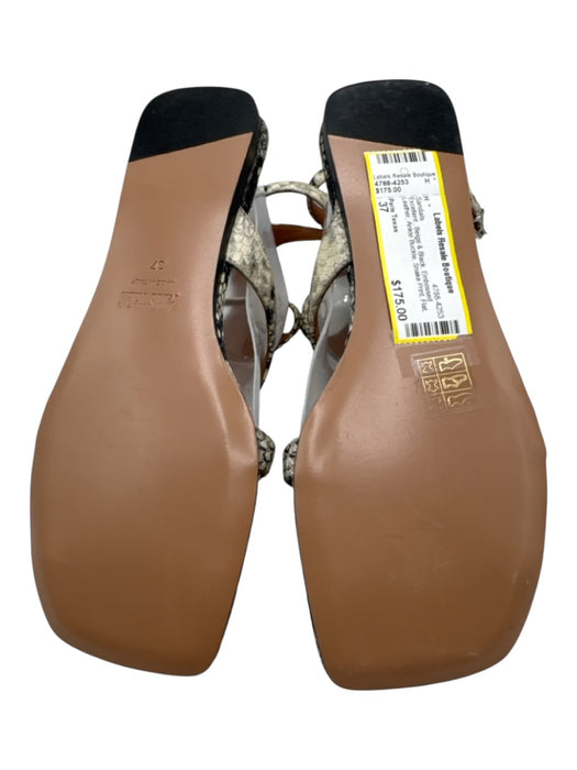 Paris Texas Shoe Size 37 Beige & Black Embossed Leather Ankle Buckle Sandals Beige & Black / 37