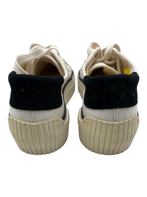 ME+EM Shoe Size 39.5 Cream & Black Canvas Lace Up Low Top Rubber Sole Sneakers Cream & Black / 39.5